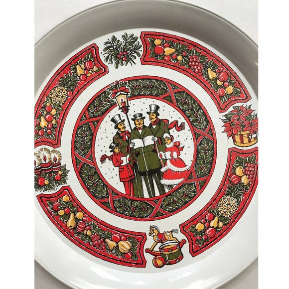 Vintage Christmas Holiday Tin Tray Retro Hallmark Xmas Decor Kitschy Cute USA - Picture 2 of 7